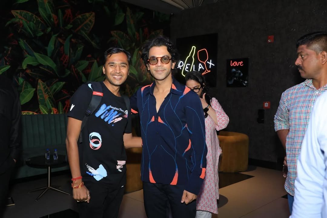 Finally papa ke is bete ne naam kar hi liya , sharing name on big screen with the amazing @rajkumarraofficial for the movie #shrikant